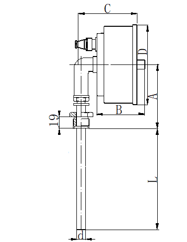 WSSX-411可動(dòng)外螺紋徑向電接點(diǎn)雙金屬溫度計(jì)安裝圖片